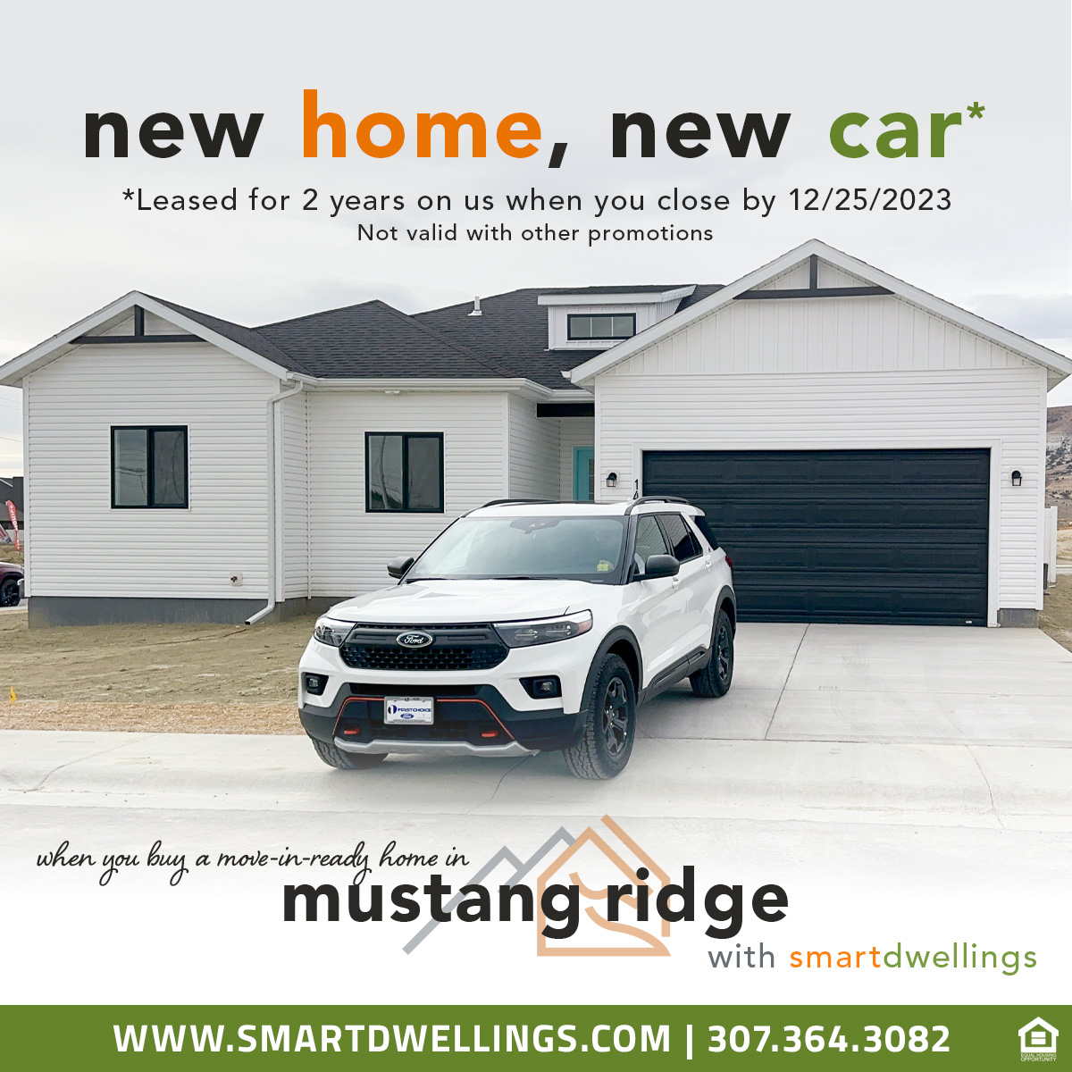 Move into a new home in Mustang Ridge for Christmas, and also get a 2-yr lease on a new car!